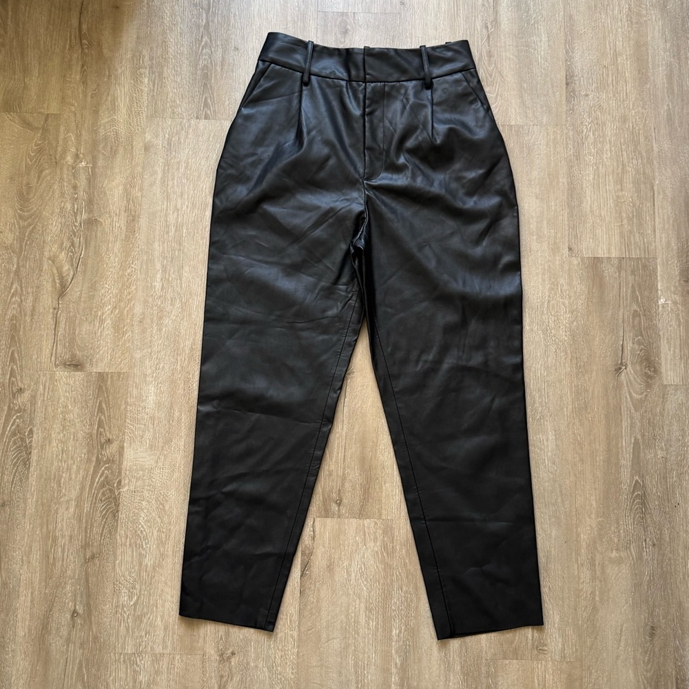 Zara Faux Leather Trousers pants - Picture 2 of 9
